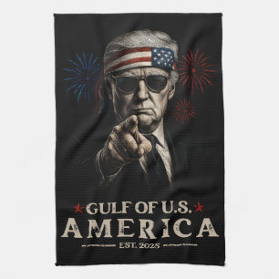Funny Trump Gulf Of USA America 2025 4th Of July Kitchen Towel