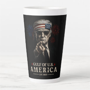 Funny Trump Gulf Of USA America 2025 4th Of July Latte Mug