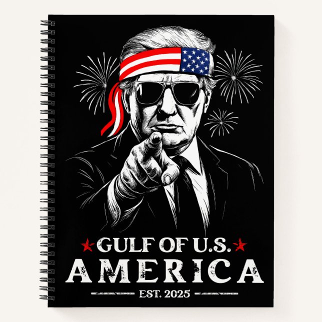 Funny Trump Gulf Of USA America 2025 4th Of July Notebook (Front)