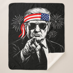 Funny Trump Gulf Of USA America 2025 4th Of July Sherpa Blanket