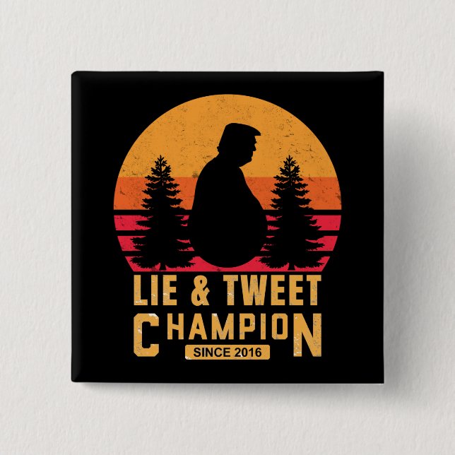 Funny Trump Hide and Seek Lie and Cheat 2 Inch Square Button (Front)