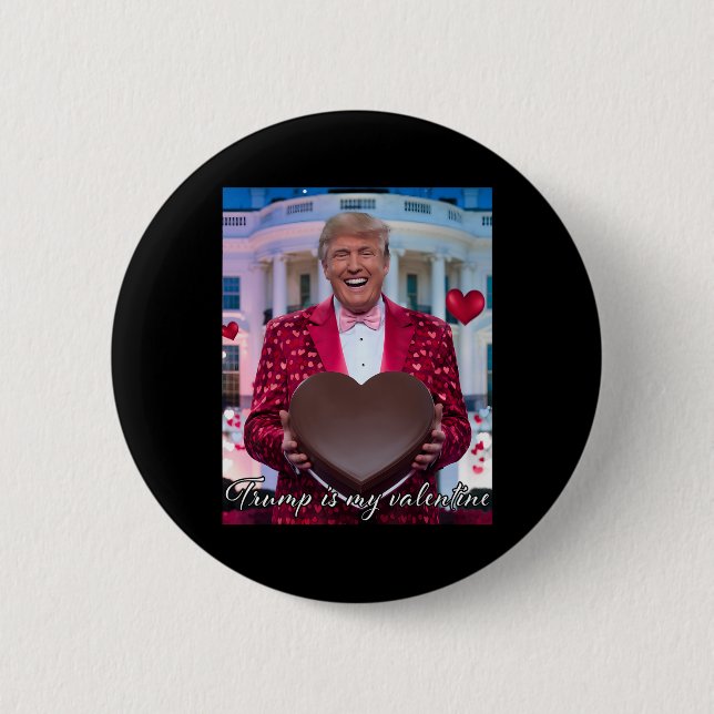 Funny Trump Hugging Chocolate Heart February 14th  2 Inch Round Button (Front)