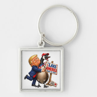 Funny Trump Hugging Goose Lake America Political H Keychain