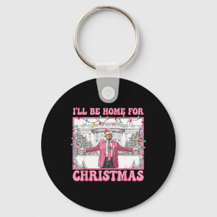 Funny Trump I'll Be Home For Christmas Xmas Santa Keychain
