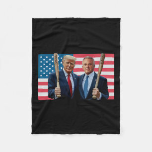 Funny Trump Kennedy Mega Maha Baseball Bat Usa Fla Fleece Blanket