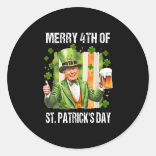 Funny Trump Leprechaun Hat Merry 4th Of St Patrick Classic Round Sticker