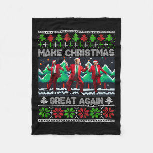 Funny Trump Make Christmas Great Again Ugly  Fleece Blanket