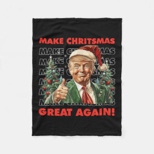 Funny Trump Make Christmas Great Again Ugly Sweate Fleece Blanket