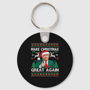 Funny Trump Make Christmas Great Again Ugly Sweate Keychain