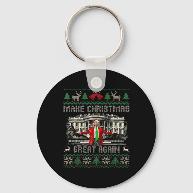Funny Trump Make Christmas Great Again Ugly Sweate Keychain (Front)