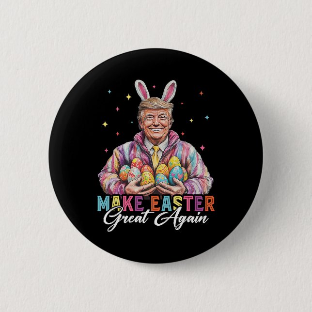 Funny Trump Make Easter Great Again Bunny Hunt Egg 2 Inch Round Button (Front)