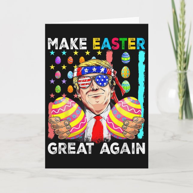 Funny Trump Make Easter Great Again Bunny Hunt Egg Card (Front)