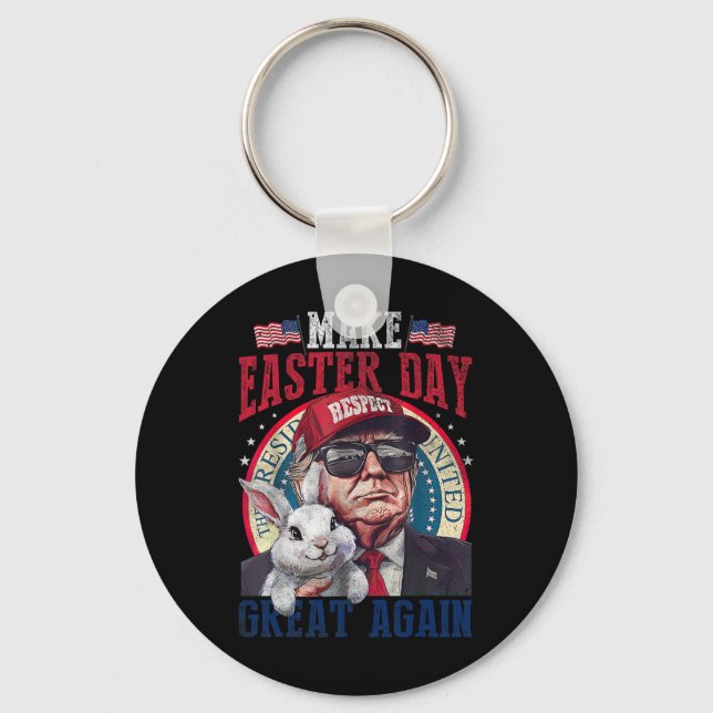 Funny Trump Make Easter Great Again Bunny Hunt Egg Keychain (Front)