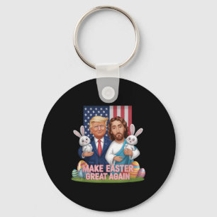 Funny Trump Make Easter Great Again Bunny Hunt Egg Keychain