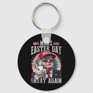 Funny Trump Make Easter Great Again Bunny Hunt Egg Keychain