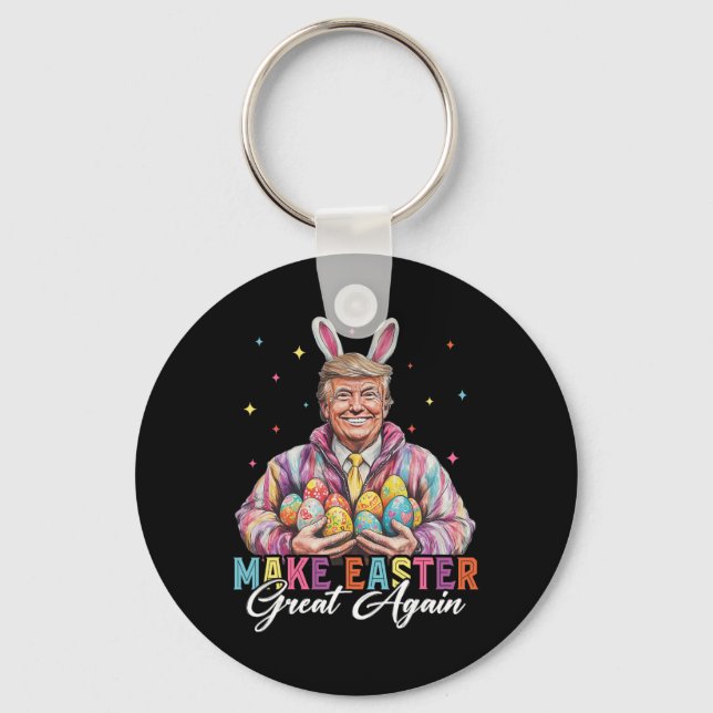 Funny Trump Make Easter Great Again Bunny Hunt Egg Keychain (Front)