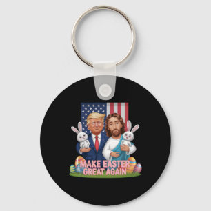 Funny Trump Make Easter Great Again Bunny Hunt Egg Keychain