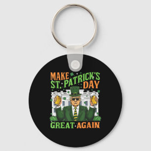 Funny Trump Make St Patricks Day Great Again 2025 Keychain
