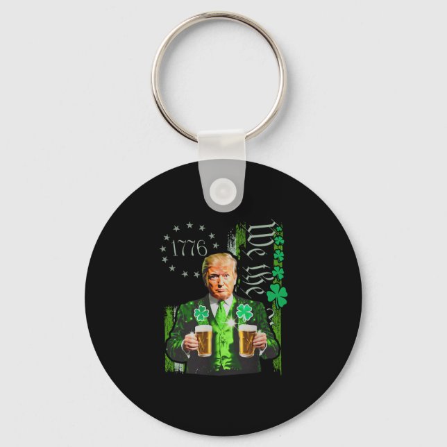 Funny Trump Make St Patrick's Day Great Again Iris Keychain (Front)