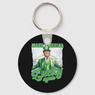Funny Trump Make St Patrick's Day Great Again Iris Keychain