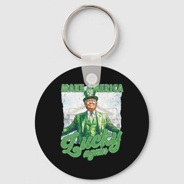 Funny Trump Make St Patrick's Day Great Again Iris Keychain (Front)