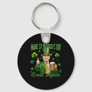Funny Trump Make St Patricks Day Great Again Keychain