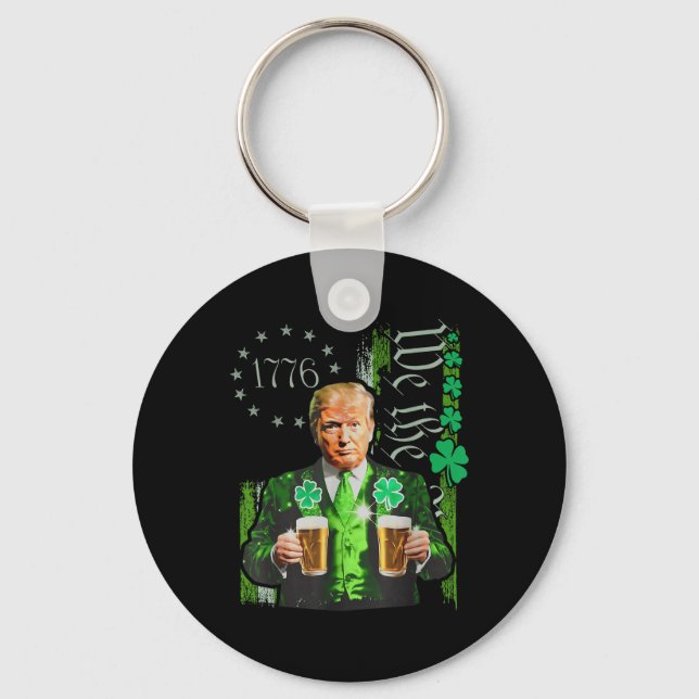Funny Trump Make St Patricks Day Great Again Keychain (Front)
