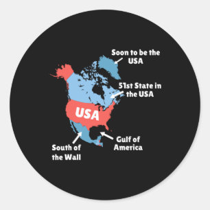 Funny Trump Map Of Usa - Canada Classic Round Sticker