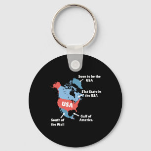 Funny Trump Map Of Usa - Canada, Greenland, Gulf O Keychain