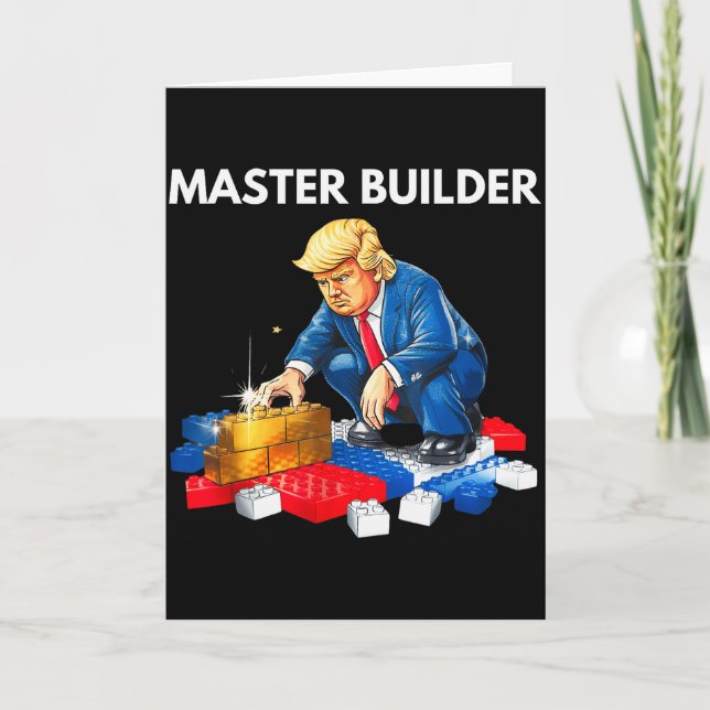 Funny Trump Master Builder Building Blocks Gift  Card (Front)