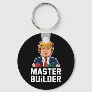 Funny Trump Master Builder Building Blocks Gift Keychain