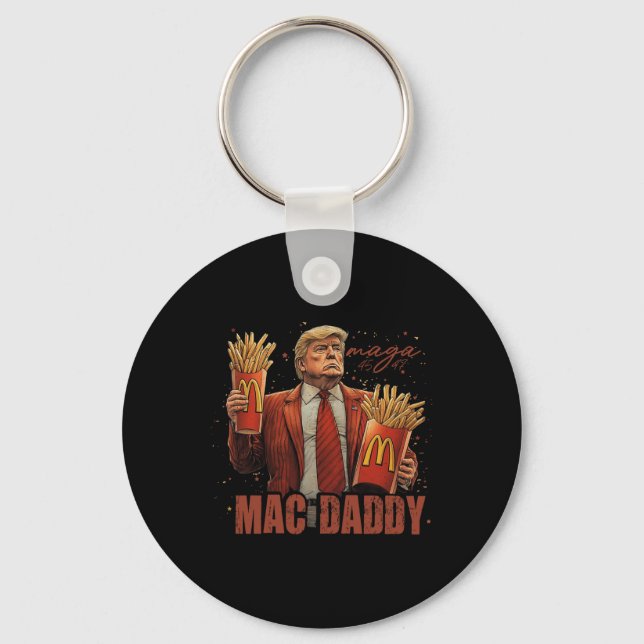 Funny Trump Mcdon 2024 Fast Food Mac Daddy Hamburg Keychain (Front)