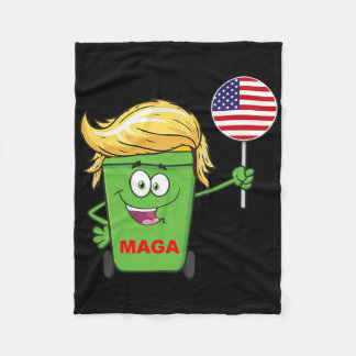 Funny Trump Mega Cartoon Garge Can American Flag Fleece Blanket