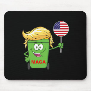 Funny Trump Mega Cartoon Garge Can American Flag  Mouse Pad