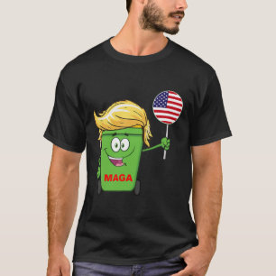 Funny Trump Mega Cartoon Garge Can American Flag  T-Shirt