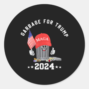 Funny Trump Mega Garbage Can Cartoon Character Ame Classic Round Sticker