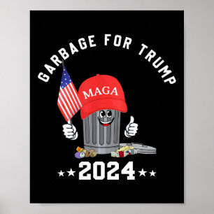 Funny Trump Mega Garbage Can Cartoon Character Ame Poster