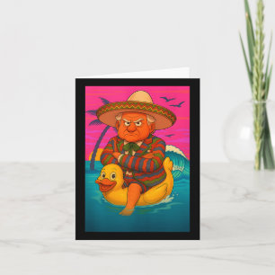 Funny Trump On Floating Yellow Duck Swim Ring In O Card