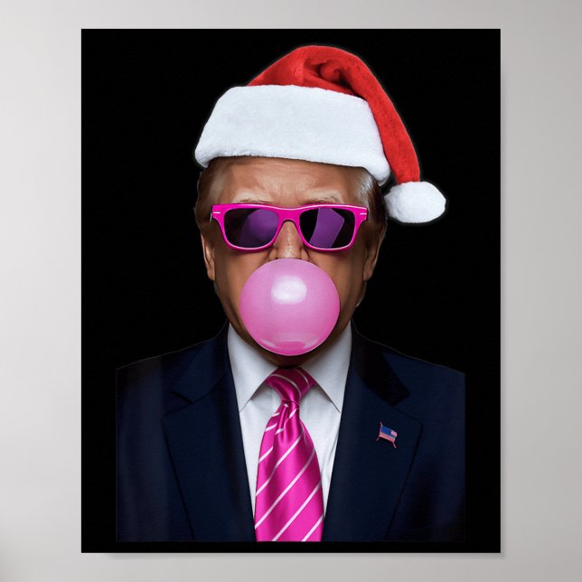 Funny Trump Pink Bubble Gum Christmas Xmas  Poster (Front)