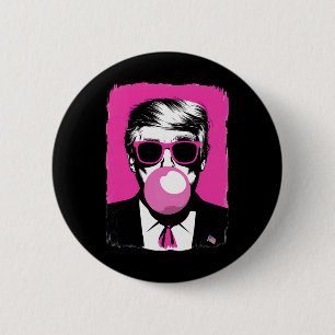 Funny Trump Pink Bubble Gum Sungles 2 Inch Round Button