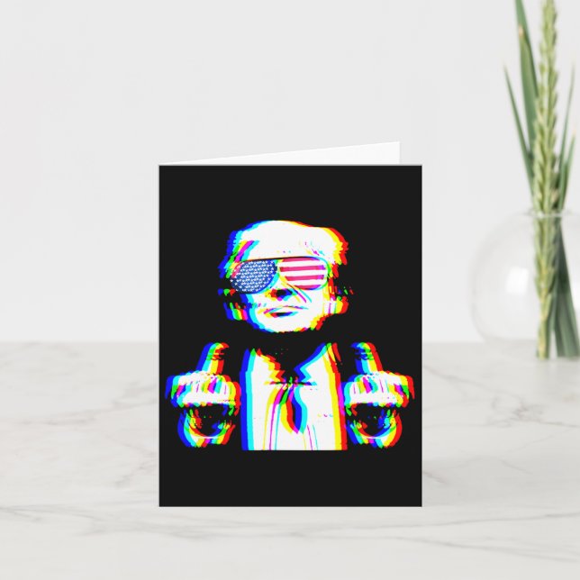 Funny Trump Psychedelic Edm Trippy Vaporwave Techn Card (Front)