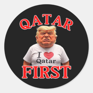 Funny Trump Qatar First Jet From Qater Classic Round Sticker