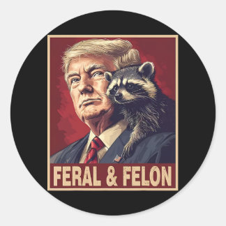 Funny Trump Raccoon Feral And Felon 4th Of July Pa Classic Round Sticker