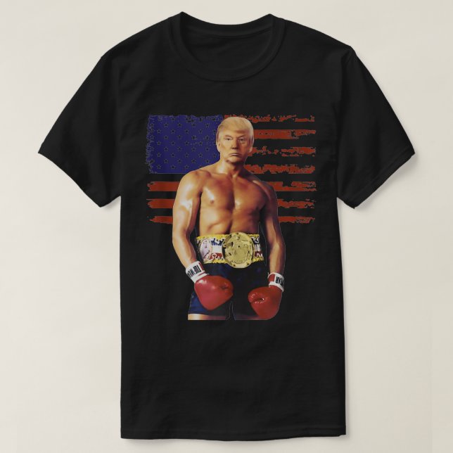 Funny Trump Rocky Boing Meme Boer US Flag Patriot  T-Shirt (Design Front)