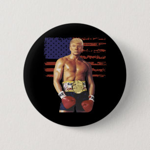 Funny Trump Rocky Boxing Meme Boxer Us Flag Patrio 2 Inch Round Button
