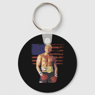 Funny Trump Rocky Boxing Meme Boxer Us Flag Patrio Keychain
