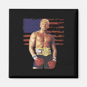 Funny Trump Rocky Boxing Meme Boxer Us Flag Patrio Magnet