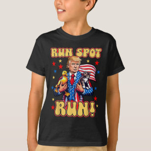 Funny Trump Run Harris Spot Run Dog Dete Election  T-Shirt