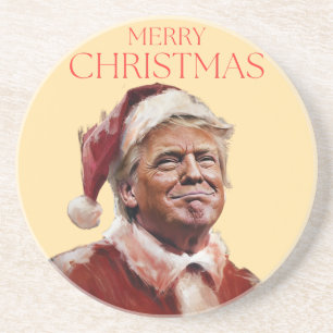 Funny Trump Santa Claus Christmas Card Coaster