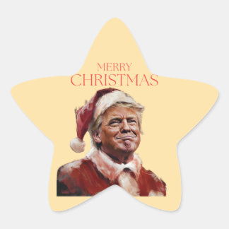 Funny Trump Santa Claus Christmas Card Star Sticker